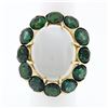 Image 1 : Vintage 14k Gold Large Oval Moonstone Solitaire Round Green Tourmaline Halo Ring