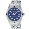 Image 1 : Rolex Mens Stainless Steel Blue Diamond & Sapphire Oyster Perpetual Datejust Wri