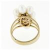 Image 6 : 14k Yellow Gold 0.12 ctw Round Single Cut Diamond & Oval Pearl Halo Cluster Ring