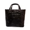 Image 1 : Chanel Black Quilted Patent Leather Chocolate Bar CC Tote Bag