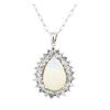 Image 2 : 16.34 ctw Opal And Diamond Pendant & Chain - 14KT White Gold