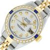 Image 3 : Rolex Ladies 2 Tone Silver Diamond & Sapphire Datejust Wristwatch