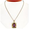 Image 1 : Victorian 8k Gold Octagonal Bezel Set Amethyst Solitaire Pendant Necklace
