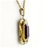 Image 3 : Victorian 8k Gold Octagonal Bezel Set Amethyst Solitaire Pendant Necklace