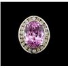 Image 2 : 14KT White Gold 16.20 ctw Kunzite and Diamond Ring