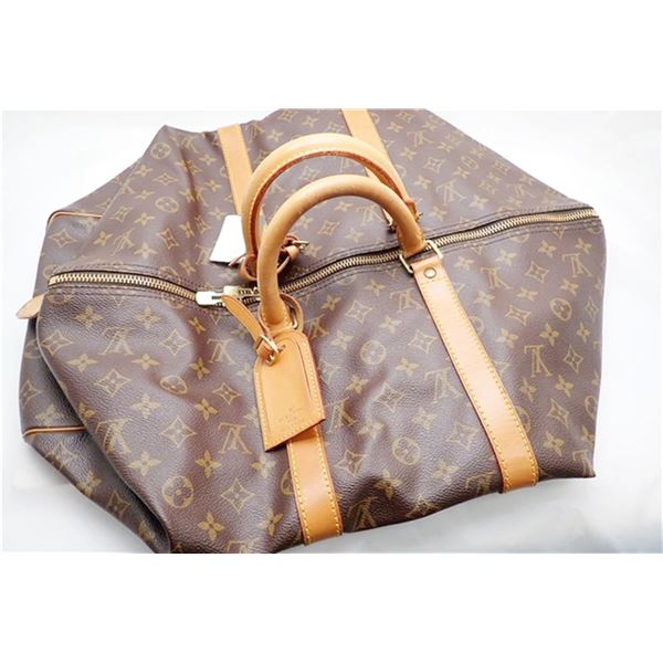 Louis Vuitton Brown Monogram Canvas Leather Keepall 50 cm Duffle Bag Luggage