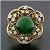 Image 2 : Vintage 18k Yellow Gold Round Jade Solitaire & 0.36 ctw Diamond Halo Frame Ring