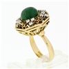 Image 9 : Vintage 18k Yellow Gold Round Jade Solitaire & 0.36 ctw Diamond Halo Frame Ring