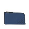 Image 1 : Prada Navy Blue Micro Grain Vitello Leather Zip Coin Card Case Purse