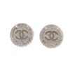 Image 1 : Chanel Silver-tone Crystal Resin CC Round Clip-on Earrings