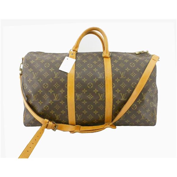 Louis Vuitton Brown Monogram Canvas Leather Keepall 50 cm Bandouliere Duffle Bag