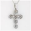Image 6 : New 14k White Gold 0.85 ctw Ideal Cut Diamond Multi Circle Cluster Cross Pendant