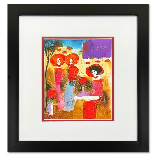 Moshe Leider, Framed Original Mixed Media Watercolor Painting, Hand Signed with