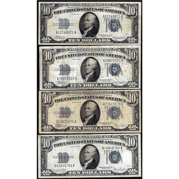 Lot of 1934/A/C/D $10 Silver Certificate Notes