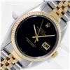 Image 1 : Rolex Men's Two Tone Black Onyx Oyster Perpetual Datejust Wristwatch With Box Booklets