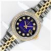 Image 2 : Rolex Ladies Two Tone Blue Vignette Diamond Oyster Perpetual Datejust Wristwatch