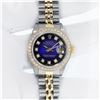 Image 3 : Rolex Ladies Two Tone Blue Vignette Diamond Oyster Perpetual Datejust Wristwatch