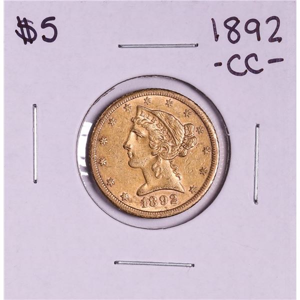 1892-CC $5 Liberty Head Half Eagle Gold Coin