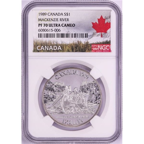 1989 $1 Proof Canada Mackenzie River Silver Dollar Coin NGC PF70 Ultra Cameo