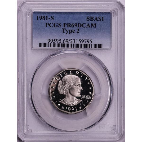 1981-S Type 2 $1 Proof Susan B. Anthony Dollar Coin PCGS PR69DCAM