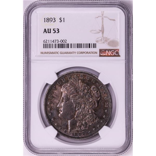 1893 $1 Morgan Silver Dollar Coin NGC AU53