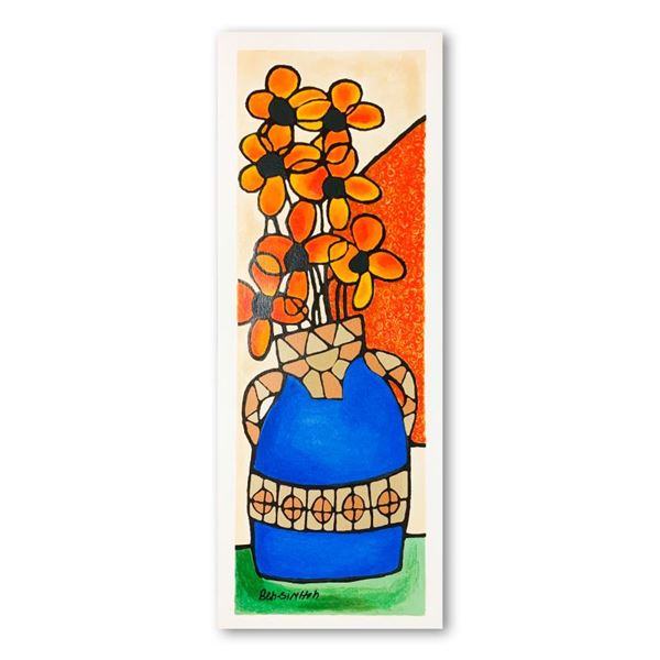 Avi Ben-Simhon "Blue Vase Ii" Limited Edition Serigraph On Paper