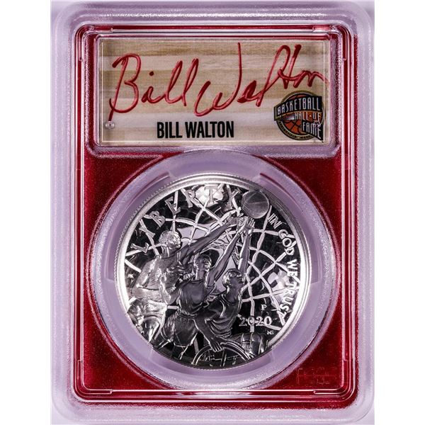 2020-P $1 Basketball HOF Silver Dollar Coin PCGS PR70DCAM Bill Walton Signature FDOI