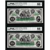 Image 1 : Lot of (2) 1872 $20 State of South Carolina Obsolete Note PMG Gem Uncirculated 66EPQ