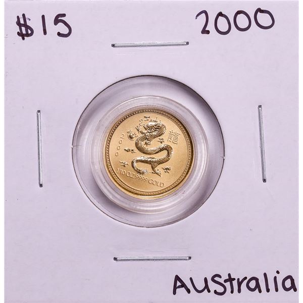 2000 Australia $15 Year Of The Dragon 1/10 oz Gold Coin