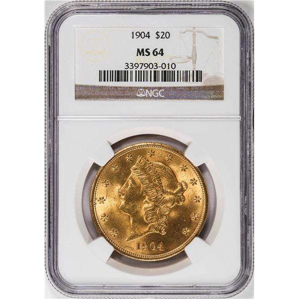 1904 $20 Liberty Head Double Eagle Gold Coin NGC MS64