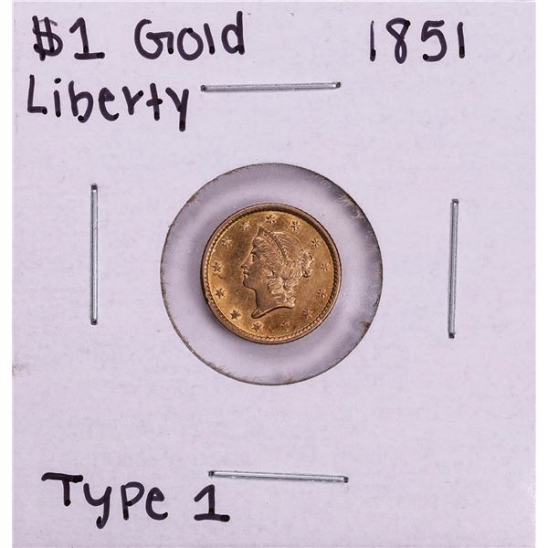 1851 Type 1 $1 Liberty Head Gold Dollar Coin