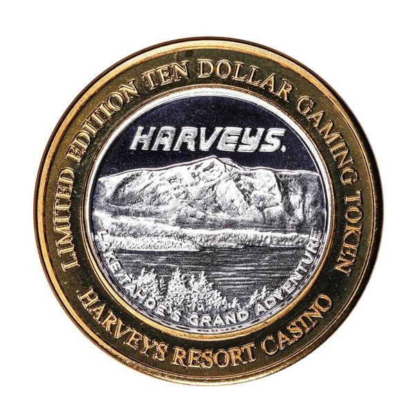 .999 Silver Harveys Lake Tahoe, Nevada $10 Casino Limited Edition Gaming Token