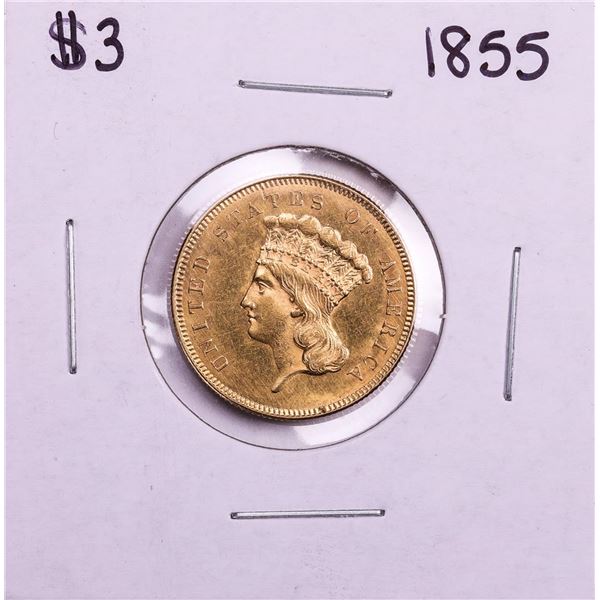 1855 $3 Indian Princess Head Gold Coin