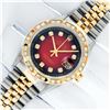 Image 2 : Rolex Men's Two Tone Red Vignette Pyramid Diamond Datejust