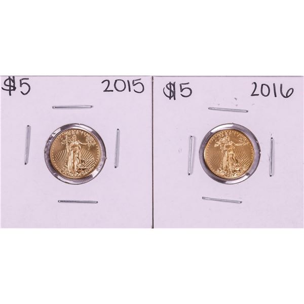 Lot of 2015-2016 $5 American Gold Eagle Coins