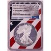 Image 1 : 2018-W $1 Proof American Silver Eagle Coin NGC PF69 Ultra Cameo Congratulations Flag