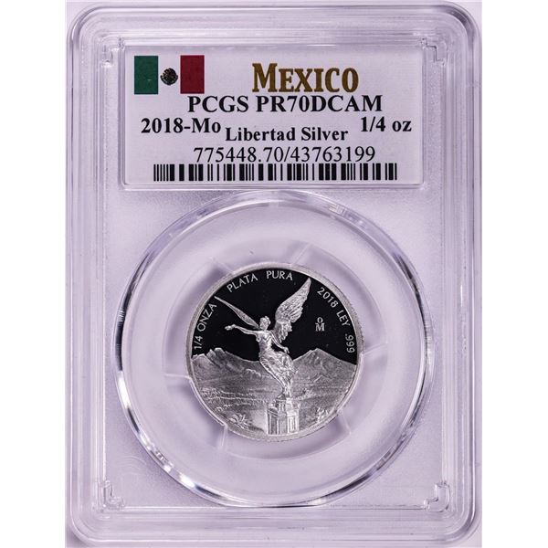 2018-Mo Mexico Proof 1/4 oz Silver Libertad Coin PCGS PR70DCAM