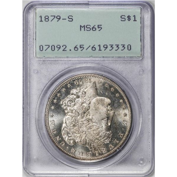 1879-S $1 Morgan Silver Dollar Coin PCGS MS65 Green Rattler Holder