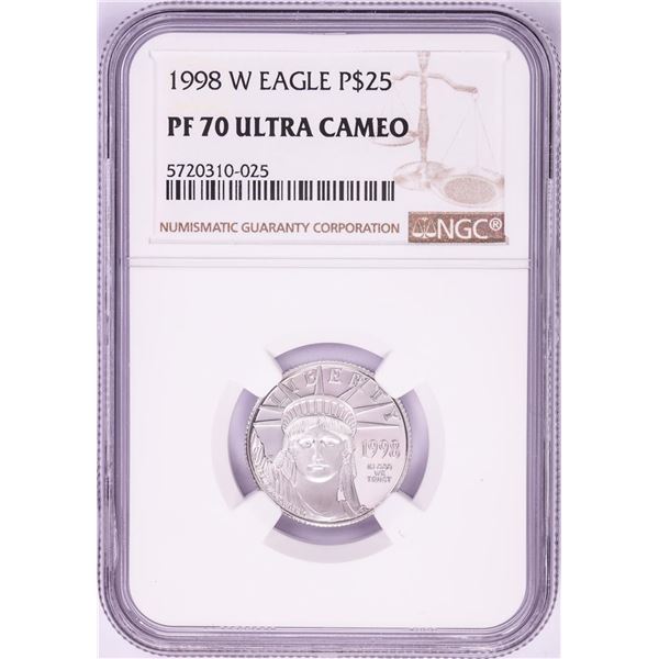 1998-W $25 Proof American Platinum Eagle Coin PCGS PF70 Ultra Cameo