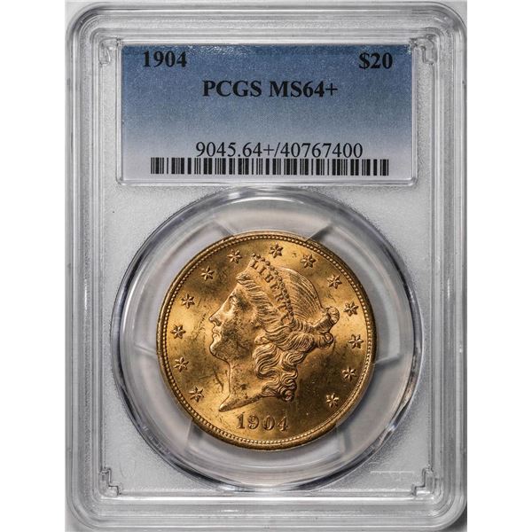 1904 $20 Liberty Head Double Eagle Gold Coin PCGS MS64+