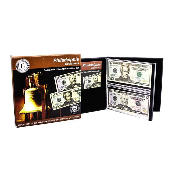 Evolutions Series 2004 $20 & $50 Federal Reserve Note Philadelphia Matching Serial #'s