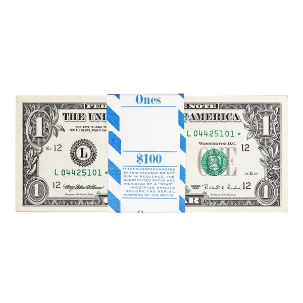 Pack of (100) Consecutive 1995 $1 Federal Reserve STAR Notes San Francisco