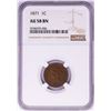 Image 1 : 1871 Indian Head Cent Coin NGC AU58 BN