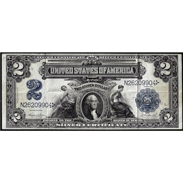 1899 $2 Mini-Porthole Silver Certificate Note