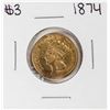 Image 1 : 1874 $3 Indian Princess Head Gold Coin