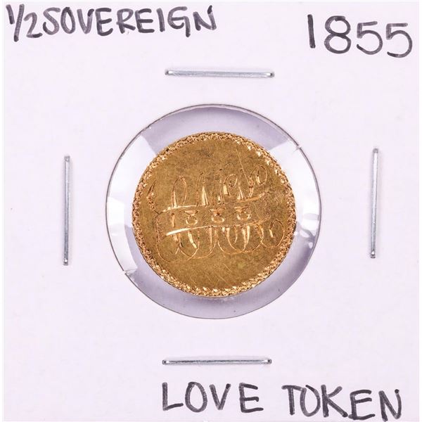 1855 Gold Half Sovereign Love Token Coin