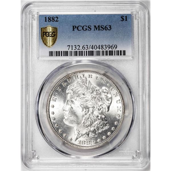 1882 $1 Morgan Silver Dollar Coin PCGS MS63