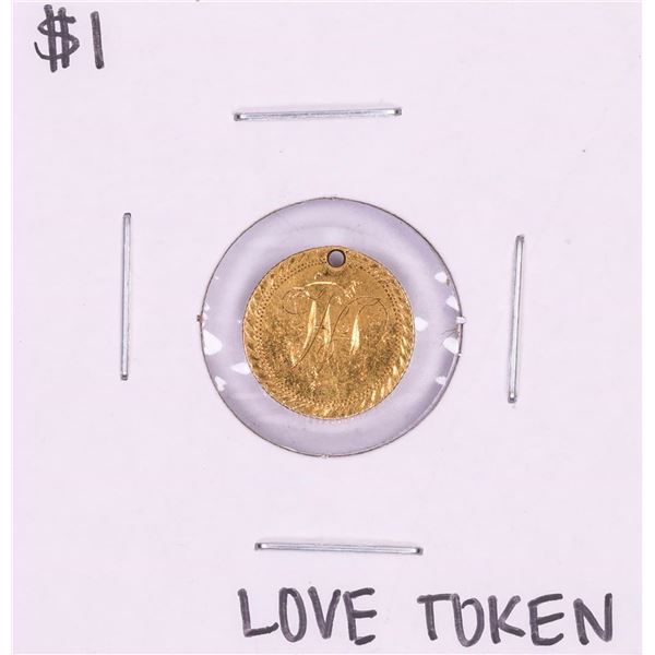 $1 Liberty Head Gold Dollar Love Token Coin Holed