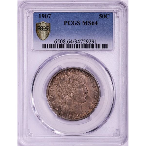 1907 Barber Half Dollar Coin PCGS MS64