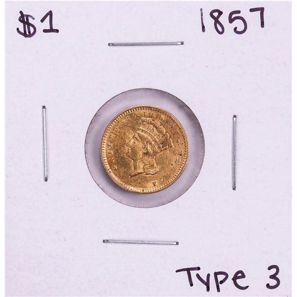 1857 Type 3 $1 Liberty Head Gold Dollar Coin